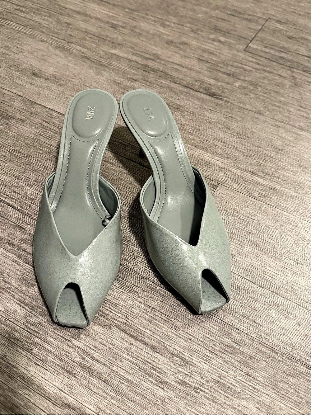 Zara Blue Pointed-Toe Heeled Mules US 8